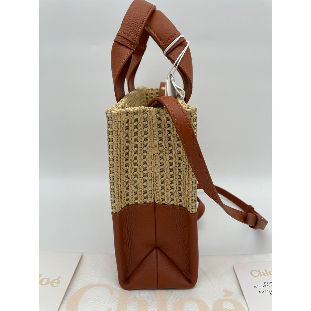 ❌❌SOLD!❌❌BRAND NEW CHLOE SMALL STRAW RAFFIA LEATHER WOODY SUMMER TOTE BAG - Picture 10 of 16